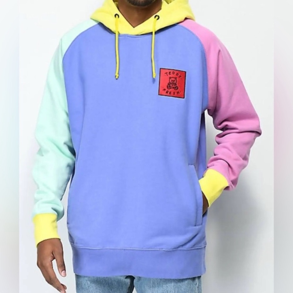 Teddy Fresh Hoodie Color Block unisex sweatshirt size Large